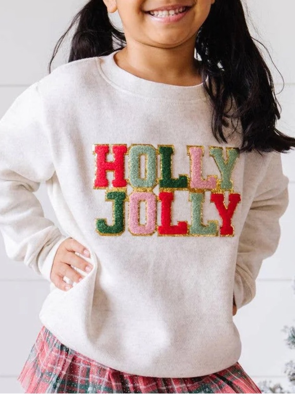 btween Cream Sweatshirt with Pink, Green and Light Pink Appliqué Letters